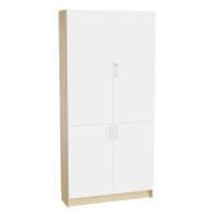 Mora højskab 2100x1000x320mm i hvid laminat med delte døre og cylinderlås
