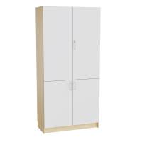 Mora højskab 2100x1000x470mm i grå laminat med delte døre og cylinderlås