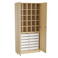 Mora syskab 2100x1000x470mm i birk laminat med cylinderlås