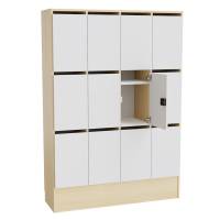 Mora personaleskab med RFID systemlås og 12 rum i birk og grå laminat