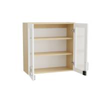 Mora overskab 800x800x320mm i hvid laminat med glasdøre og elektronisk lås