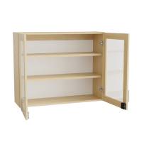 Mora overskab 800x1000x320mm i birk laminat med glasdøre og elektronisk lås