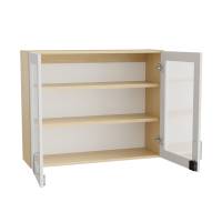 Mora overskab 800x1000x320mm i grå laminat med glasdøre og elektronisk lås