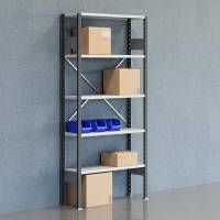 Lagerreol V06 med åben gavl 2100x1000x300mm lakeret lysegrå