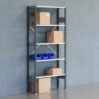 Lagerreol V06 med &aring;ben gavl 2100x1000x300mm galvaniseret