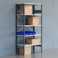 Lagerreol V06 med åben gavl 2100x1000x500mm lakeret lysegrå