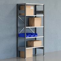 Lagerreol V06 med &aring;ben gavl 2100x1000x500mm galvaniseret