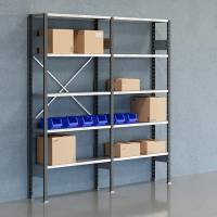 Lagerreol V06 med &aring;ben gavl 2100x2000x300mm galvaniseret