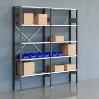 Lagerreol V06 med &aring;ben gavl 2100x2000x300mm galvaniseret