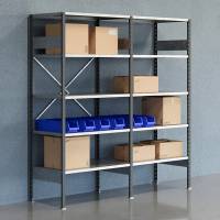 Lagerreol V06 med &aring;ben gavl 2100x2000x600mm galvaniseret