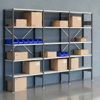 Lagerreol V06 med åben gavl 2100x3000x400mm lakeret lysegrå