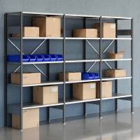 Lagerreol V06 med &aring;ben gavl 2100x3000x500mm galvaniseret