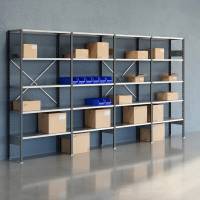 Lagerreol V06 med &aring;ben gavl 2100x4000x400mm galvaniseret