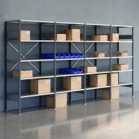 Lagerreol V06 med &aring;ben gavl 2100x4000x600mm galvaniseret