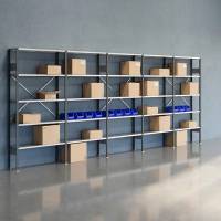 Lagerreol V06 med &aring;ben gavl 2100x5000x300mm galvaniseret