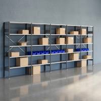 Lagerreol V06 med &aring;ben gavl 2100x5000x400mm galvaniseret