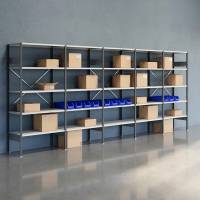 Lagerreol V06 med åben gavl 2100x5000x500mm lakeret lysegrå