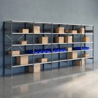 Lagerreol V06 med &aring;ben gavl 2100x5000x600mm galvaniseret