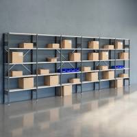 Lagerreol V06 med åben gavl 2100x6000x300mm lakeret lysegrå