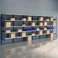 Lagerreol V06 med åben gavl 2100x6000x500mm lakeret lysegrå