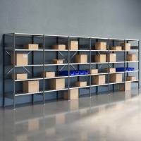 Lagerreol V06 med &aring;ben gavl 2100x6000x600mm galvaniseret