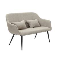 Amicus lounge sofa i gr&aring;t stof med hynder og sorte st&aring;lben