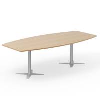 Office konferencebord b&aring;dformet 260x120cm eg med s&oslash;lv stel