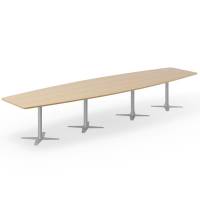Office konferencebord b&aring;dformet 440x120cm eg med s&oslash;lv stel