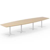 Office konferencebord b&aring;dformet 440x120cm eg med hvidt stel