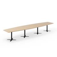Office konferencebord b&aring;dformet 500x120cm eg med sort stel