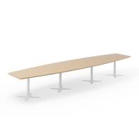 Office konferencebord b&aring;dformet 500x120cm eg med hvidt stel