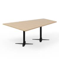 Office konferencebord trapezformet 200x142cm eg p&aring; sort stel