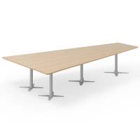 Office konferencebord trapezformet 380x199cm eg p&aring; s&oslash;lv stel