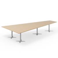 Office konferencebord trapezformet 440x217cm eg p&aring; s&oslash;lv stel