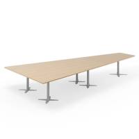 Office konferencebord trapezformet 500x236cm eg p&aring; s&oslash;lv stel
