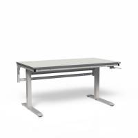 Arbejdsbord ErgoNomi 1500x620mm HPL bordplade, lys gr&aring;