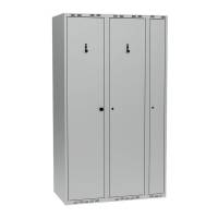 Garderobeskab PRO i st&aring;l, model B, 3 rum, lige tag, lys gr&aring;
