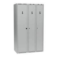 Garderobeskab PRO i st&aring;l, model C, 3 rum, lige tag, lys gr&aring;