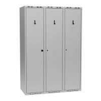 Garderobeskab PRO i st&aring;l, model G, 3 rum, lige tag, lys gr&aring;