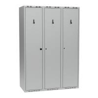 Garderobeskab PRO i st&aring;l, model G, 3 rum, lige tag, lys gr&aring;