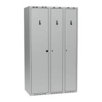 Garderobeskab i st&aring;l PRO, model G, 3 rum, lige tag, lys gr&aring;