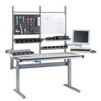 Arbejdsbord ErgoMini Model 3 2000x800mm HPL bordplade, lys gr&aring;