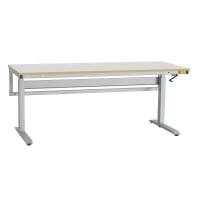 Arbejdsbord ErgoNomi ESD 2000x800mm HPL bordplade, lys gr&aring;