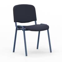 Iso konferencestol i m&oslash;rk bl&aring;t tekstil med bl&aring; stoleben