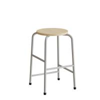 Adam taburet med massiv birk s&aelig;de og alugr&aring;t stel