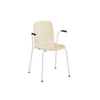 Add stol med arml&aelig;n i birk laminat med hvidt stel