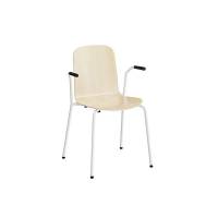 Add stol med arml&aelig;n i birk laminat med hvidt stel