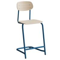 Atlas elevstol fritsving med fodpind hvid egelaminat i blåt stel