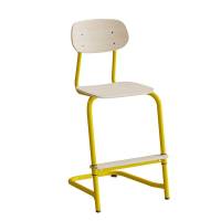 Atlas elevstol fritsving med fodplade hvid egelaminat med gult stel