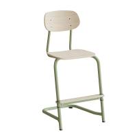 Atlas elevstol fritsving med fodplade hvid egelaminat med gr&oslash;nt stel